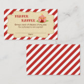 サーカス赤ちゃんシャワーおむつラッフルチケット エンクロージャーカード (正面/裏面)