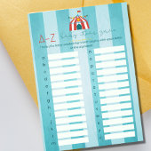 サーカス赤ちゃんシャワーアルファベットゲームカード 招待状