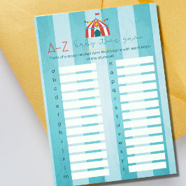 サーカス赤ちゃんシャワーアルファベットゲームカード 招待状