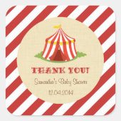 サーカス赤ちゃんシャワーステッカー スクエアシール (正面)