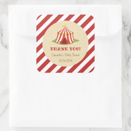サーカス赤ちゃんシャワーステッカー スクエアシール (バッグ)