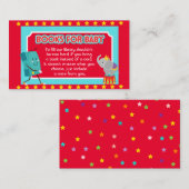 サーカス赤ちゃんシャワー、赤ちゃんシャワー用の本 エンクロージャーカード (正面/裏面)