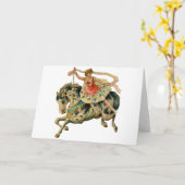 サーカス馬とダンサーのグリーティングカード カード (黄色い花)