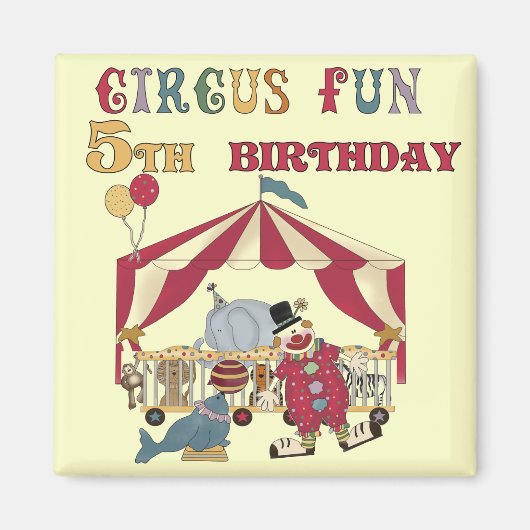 サーカス5誕生日Tシャツとギフト マグネット (正面)