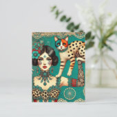 サーカス・ウーマンと猫 ポストカード (スタンド正面)