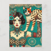 サーカス・ウーマンと猫 ポストカード (正面)