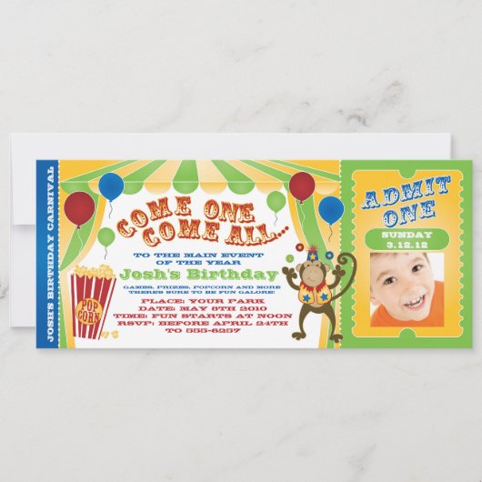 サーカス カーニバル チケット 招待状 (正面)