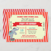 サーカス カーニバル チケット 誕生日パーティー 招待状 (正面/裏面)