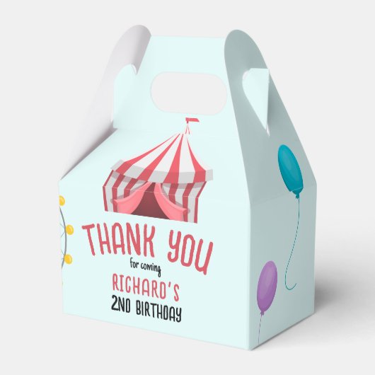 サーカス カーニバル テーマの子供の誕生日パーティー フェイバーボックス (正面サイド)
