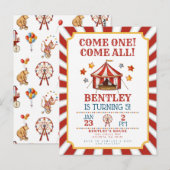 サーカス・カーニバル・バースデー・インビテーション ポストカード (正面/裏面)