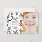 サーカス カーニバル フェスティバル ショー 子供 誕生日 サンキューカード (正面)