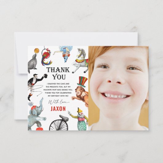 サーカス カーニバル フェスティバル ショー 子供 誕生日 サンキューカード (正面)