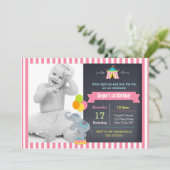 サーカス カーニバル 女の子の誕生日招待状 招待状 (スタンド正面)