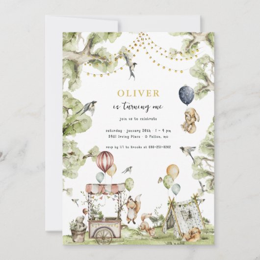 サーカス カーニバル | 森の誕生日パーティー 招待状 (正面)