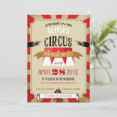 サーカス カーニバル 誕生日パーティー 赤 招待状 (スタンド正面)