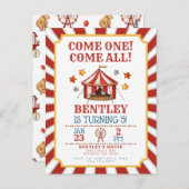 サーカス カーニバル 誕生日 ご招待 ポストカード (正面/裏面)