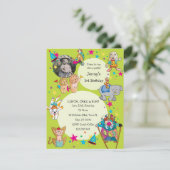 サーカス·テーマの子どもの誕生日パーティーの招待 招待状 (スタンド正面)