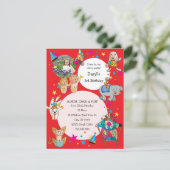 サーカス·テーマの子どもの誕生日パーティーの招待 招待状 (スタンド正面)