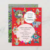 サーカス·テーマの子どもの誕生日パーティーの招待 招待状 (正面/裏面)