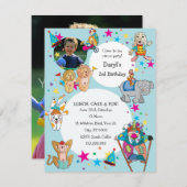 サーカス·テーマの子どもの誕生日パーティーの招待 招待状 (正面/裏面)