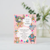 サーカス·テーマの子どもの誕生日パーティーの招待 招待状 (スタンド正面)