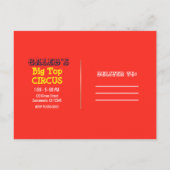 サーカス パーティー ビッグトップ テント ヴィンテージ モダン 誕生日 インビテーションポストカード (裏面)