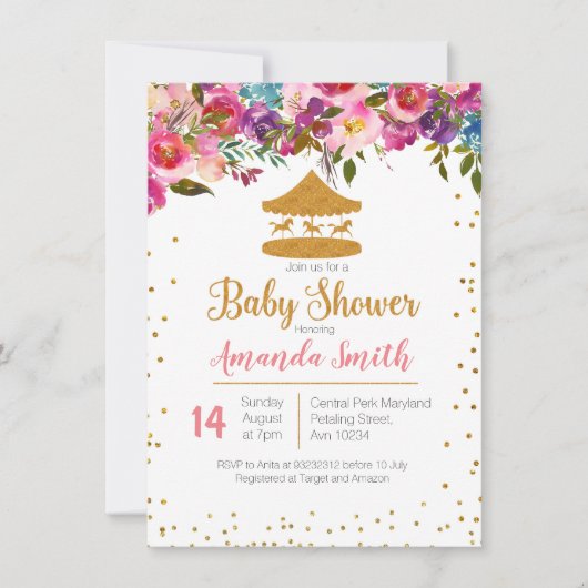 サーカス·ベビー·シャワー·インビテーションメキシコ 招待状 (正面)