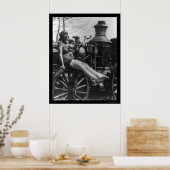 サーカス・レディが消防車に座って1924 ポスター (キッチン)