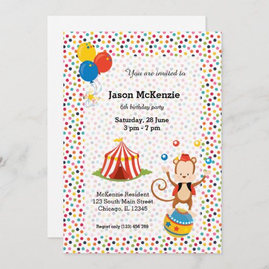 サーカス 招待状 (正面/裏面)