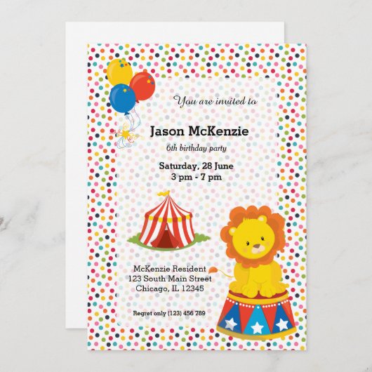 サーカス 招待状 (正面/裏面)