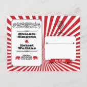 サーカスSteampunk結婚式の日付赤を保存 案内ポストカード (裏面)