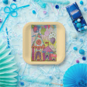 サーカテントとバルーン–2 ペーパープレート (パーティー)