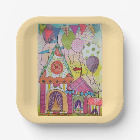 サーカテントとバルーン–2 ペーパープレート (正面)