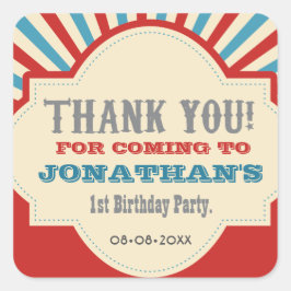 サーカパーソナライズされたスカーニバル第1誕生日パーティー スクエアシール