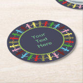 サーカラフルクル・オブ・ピープル・カスタム文字 ラウンドペーパーコースター (アングル)