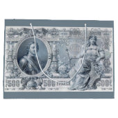 サーカ1912 Tsaristロシア500ルーブル手形プリント ラージペーパーバッグ (裏面)