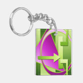 "サーキットダイアグラム"デジタルアートプリント、ライムグリーン キーホルダー (正面左)