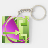 "サーキットダイアグラム"デジタルアートプリント、ライムグリーン キーホルダー (裏面)