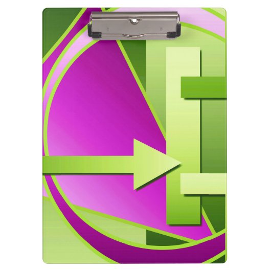 "サーキットダイアグラム"デジタルアートプリント、ライムグリーン クリップボード (正面)