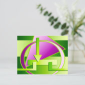 "サーキットダイアグラム"デジタルアートプリント、ライムグリーン ポストカード (スタンド正面)