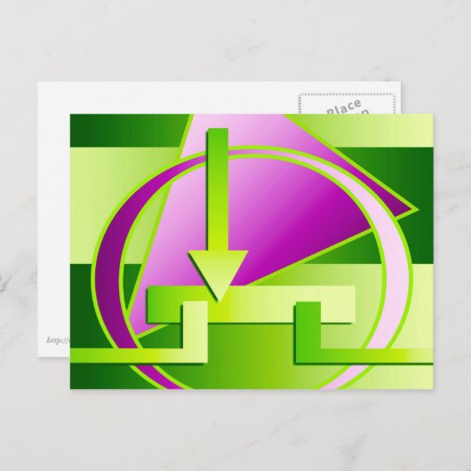 "サーキットダイアグラム"デジタルアートプリント、ライムグリーン ポストカード (正面/裏面)