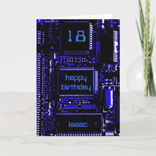 サーキットブルーの'年齢と名前'誕生日カード カード