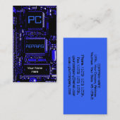 サーキットブルーの「PC修理」名刺青 名刺 (正面/裏面)