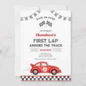 サーキット一周記念 レースカー 1歳 誕生日 招待状 (正面)