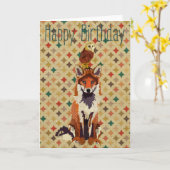 サーキツネアロット&フクロウ誕生日カード カード (黄色い花)