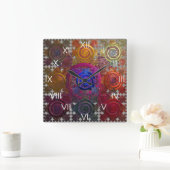 サーキュラカラフルル製ホットプレート角時計 スクエア壁時計 (ホーム)