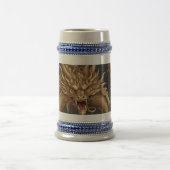 サーキュラゴールデンドラゴンポートレートオン深いブルー ビールジョッキ (中央)