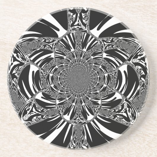 サーキュラゼブラ万華鏡のように千変万化するパターンアートプリント コースター (正面)