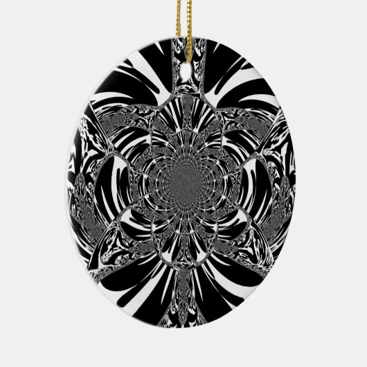サーキュラゼブラ万華鏡のように千変万化するパターンアートプリント セラミックオーナメント (右)