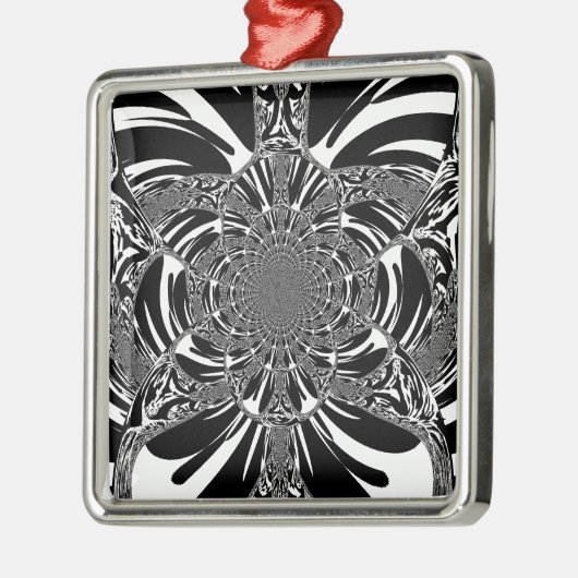 サーキュラゼブラ万華鏡のように千変万化するパターンアートプリント メタルオーナメント (左)